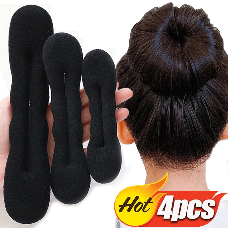 1/4 Uds. Rodillo de esponja suave para el cabello, herramienta de estilismo Twister, máquina para hacer moños negros, varita torcida para el cabello, rizador, estilo de cabello, banda de esponja mágica