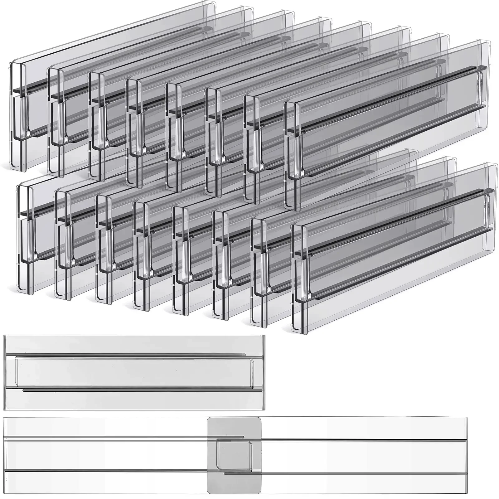 4/8 Pack Lade Verdelers Organisatoren Verstelbaar Uitbreidbaar vanaf 11-20" Keuken Lade Lades Afscheiders voor Kleding Make-up: Licht Groen / 6 tot 10 cellen