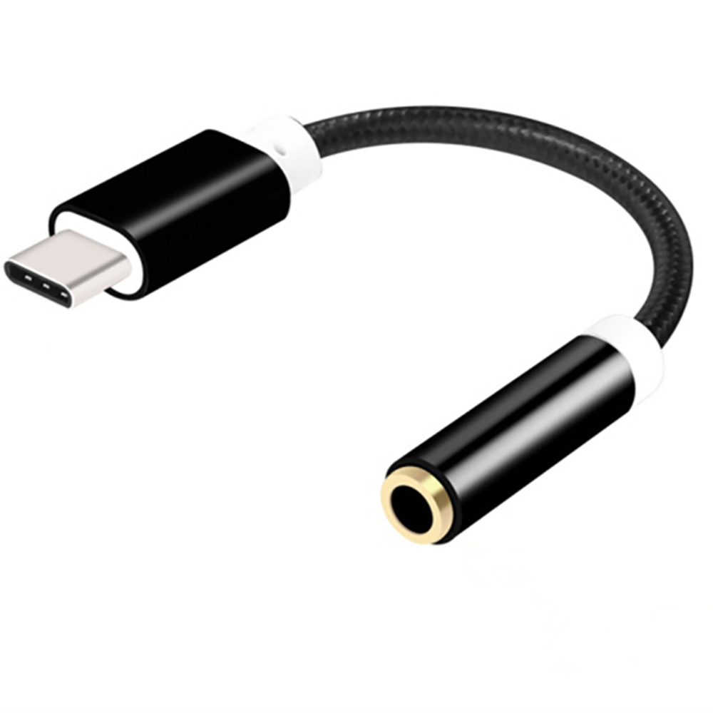 USB Type C to 3.5mm Female Earphone Adapter Converter Jack AUX Cable Headphone Adapter 3.5 Audio Cable for iPhone 15 Pro Xiaomi: black