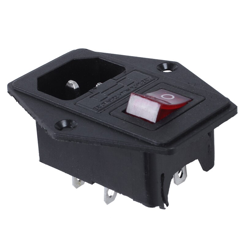 Red light concentrator switch IEC 320 C 14 outlet AC 250 V 10 A