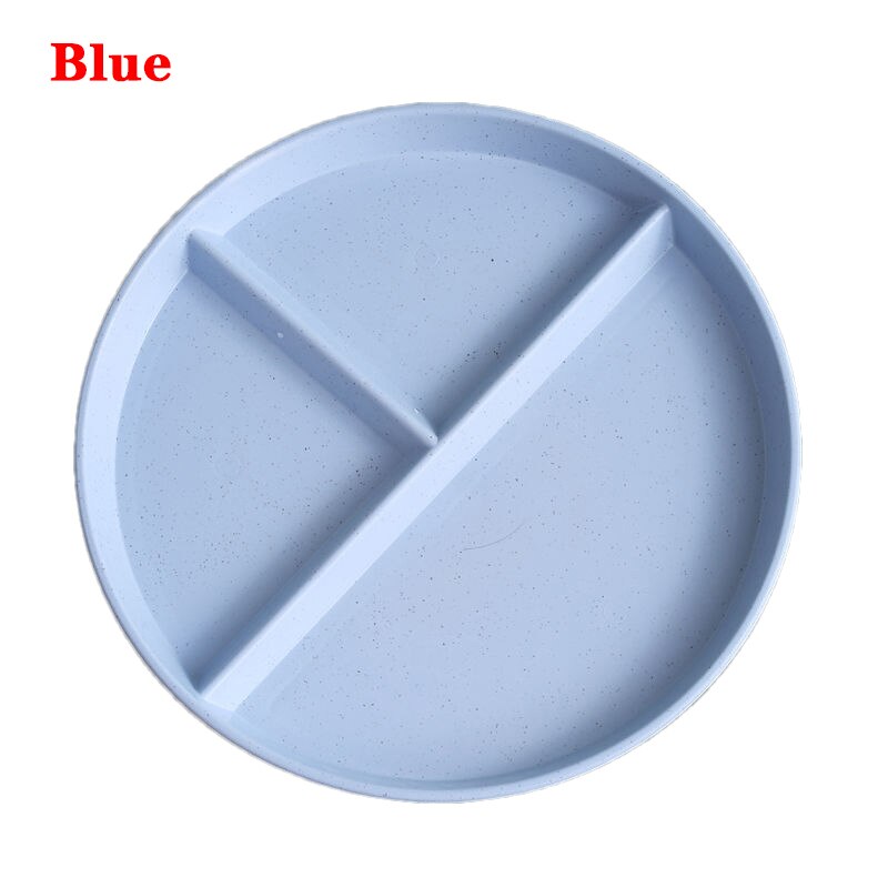 Plates For Food Dinner Plates Fruit Dinnerware Dining Compartment Plate Dessert Dishes Salad Kitchen Wheat Straw Tableware 3Grid: blue