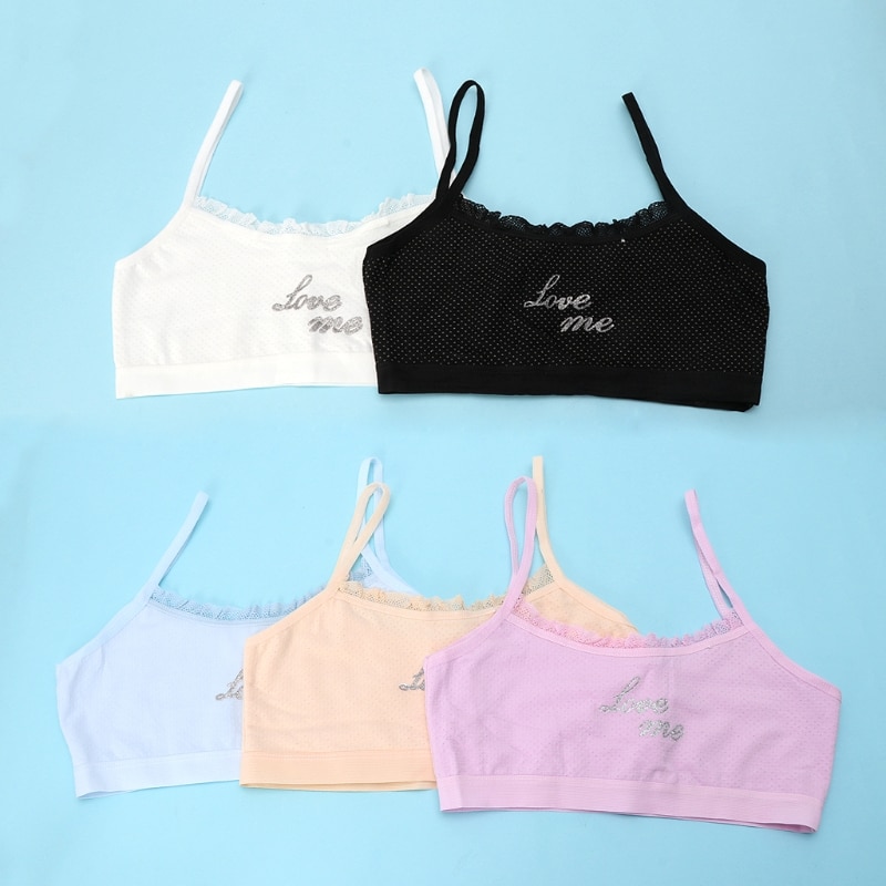 Unge piger bomuld camisoles pige undertøj trykning blonder vest top til teenagere træning camisole