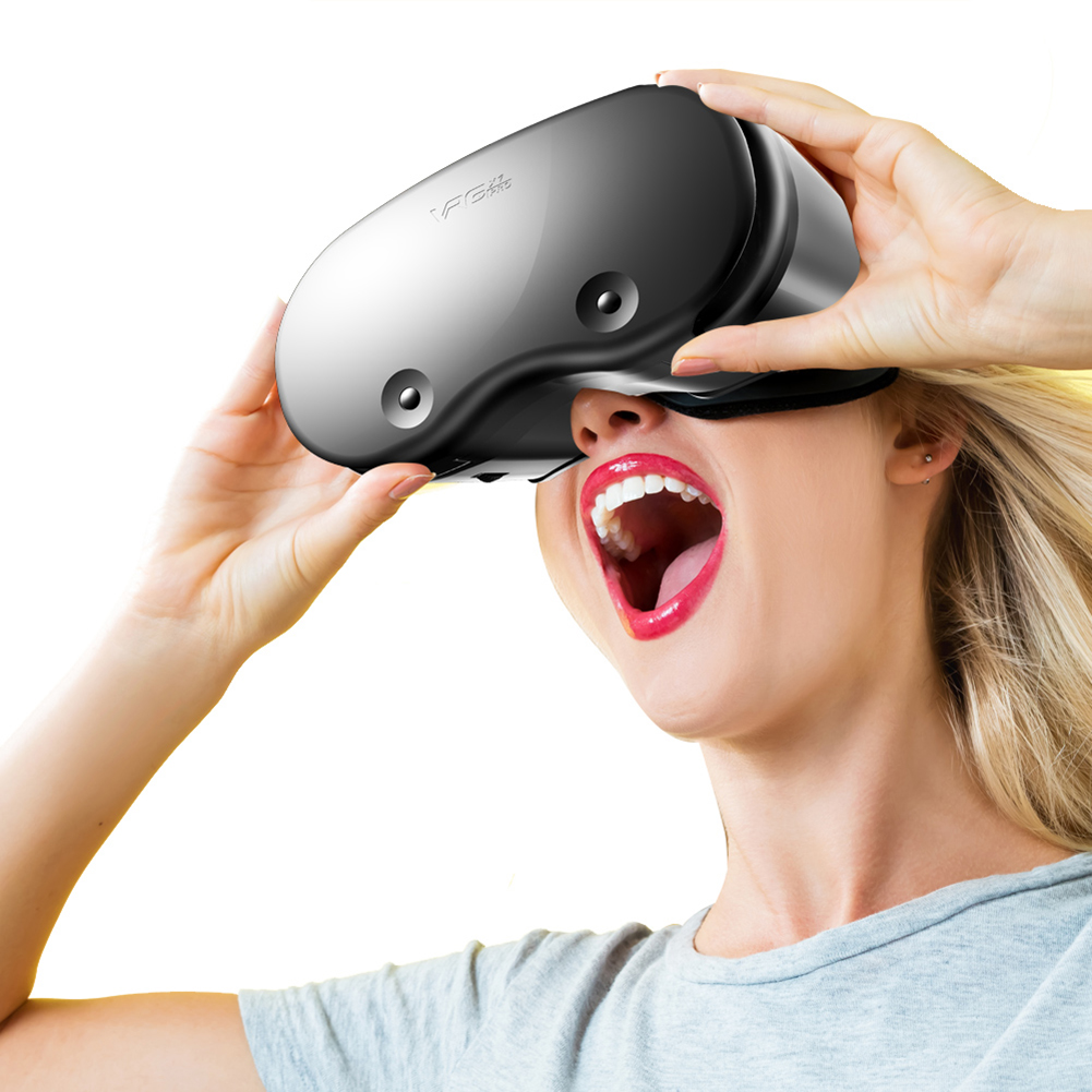 VRG Pro X7 3D VR Headset Smart Virtual Reality Glasses Helmet for 5-7 Inches Android iPhone Smartphones Phone Lenses Binoculars