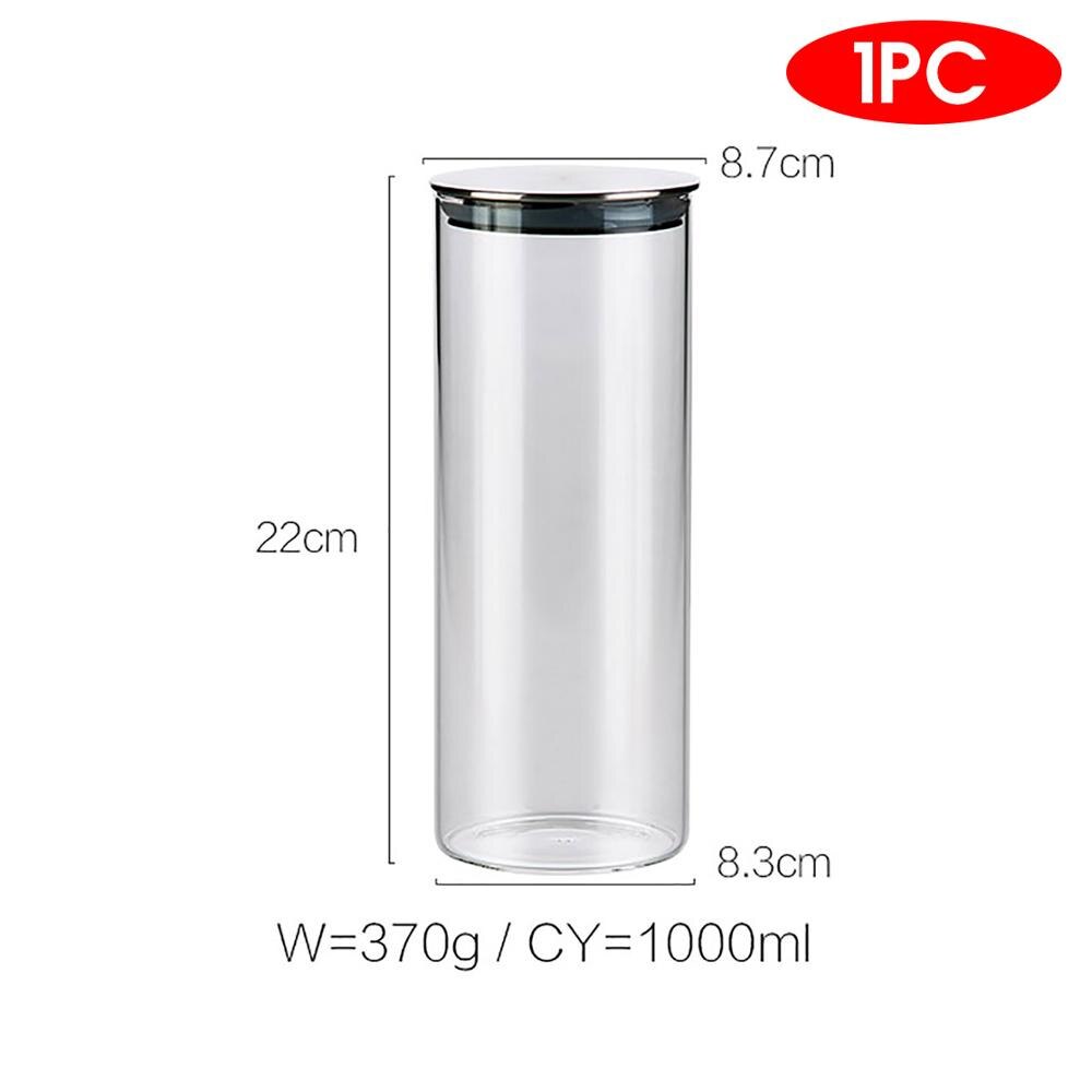 300/500/750/1000ML Glass Airtight Storage Jars Kitchen Food Storage Canister Containers For Candy Cookies Sugar Flour: 1PC  1000ml