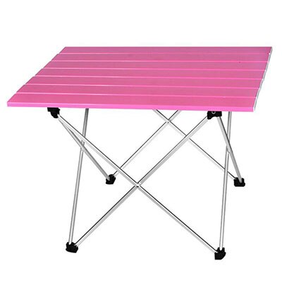 Vilead 4 farver bærbart campingbord aluminium ultralet foldbart vandtæt udendørs vandreture bbq camp picnic bord skrivebord stabilt: Lyserødt bord l