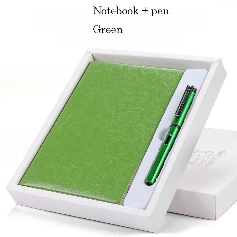 Luxurious Office Notebook Set Upscale Business Notebook Business Pen Set With Box For Office Meeting: Green