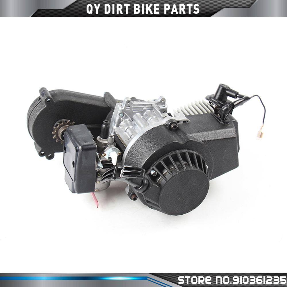 2 temps en plastique 49CC moteur tirer E démarrage 13MM carburateur en plastique pour Mini Moto poche ATV Quad Buggy saleté Pit Bike