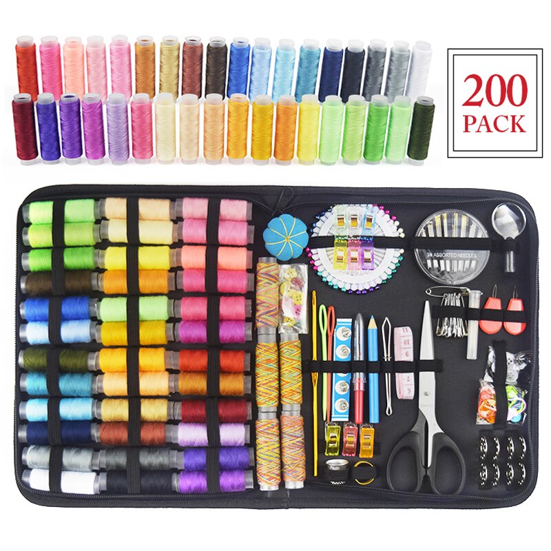 costurero Kits de costura 68-200 Uds Reparación de coser caja de mano aguja de patchwork hilo de costura bordado costura acessorios para costura