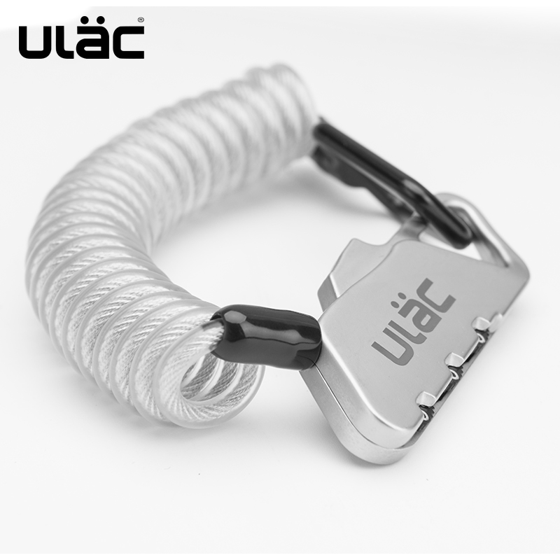 ULAC Helmet Lock & Cable Mini Portable Spring Combination Cable Lock Senior Travel Luggage Locks Motorcycle Scooter Helmet Lock: Silver