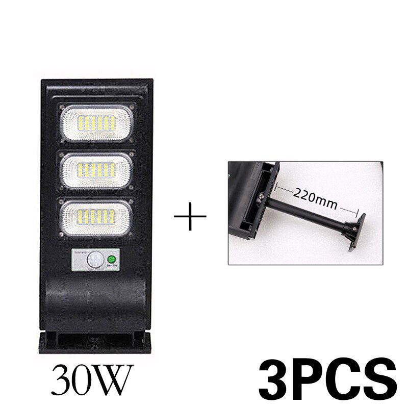 LED solar street light PIR Motion Sensor outdoor Wall Light with pole Adjustable Waterproof IP65 30W Yard Path Home Garden Lamp