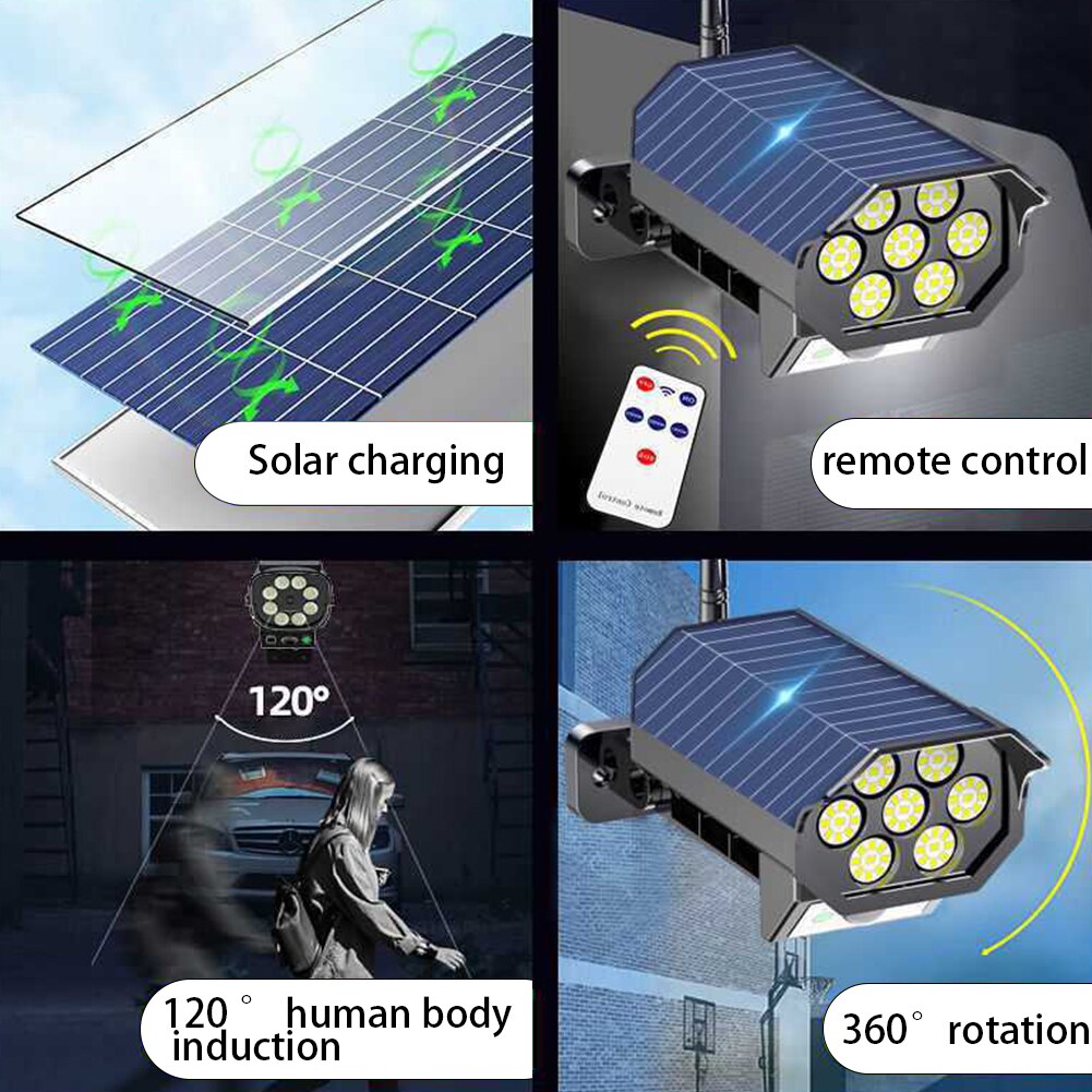 Solar Lights Outdoor Solar Motion Sensor Light Garden Wall COB77 Lamp For Front Door Yard Garage Smart Remote Control Lamp