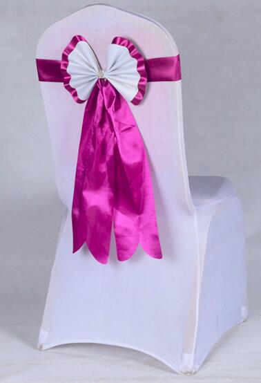 Satijn Stoel Sjerpen Stoel Sash Bow van Bruiloft Satijn Lint Doek stoel Sash Strik van Wedding Banquet Party Hotel Kerkbank Stoel Bogen: PURPLE RED