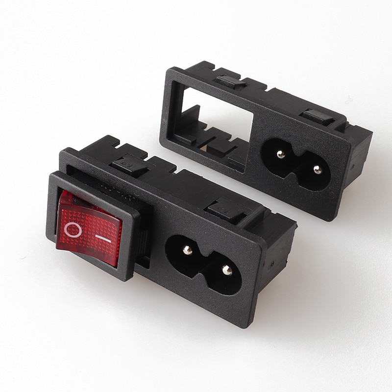 Lz -8-29 2p iec stikkontakt  c8 kontakt med lampe med vippebryter