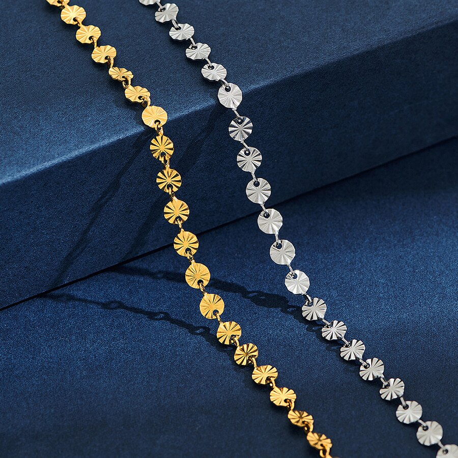 5mm Sonnenschein Frauen Vintage Halskette Edelstahl Runde Link Kette Gold und Silber Farbe Länge 14 &quot;-30&quot;