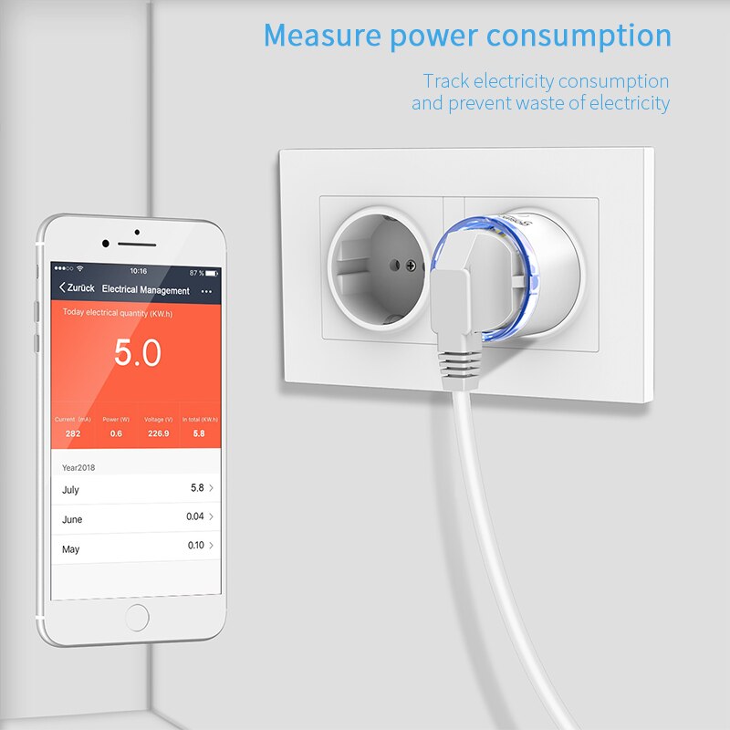 Tuya Gosund – prise intelligente WiFi, adaptateur ue 10A 220V, télécommande vocale sans fil, moniteur d&#39;alimentation, minuterie, pour Alexa Google Home