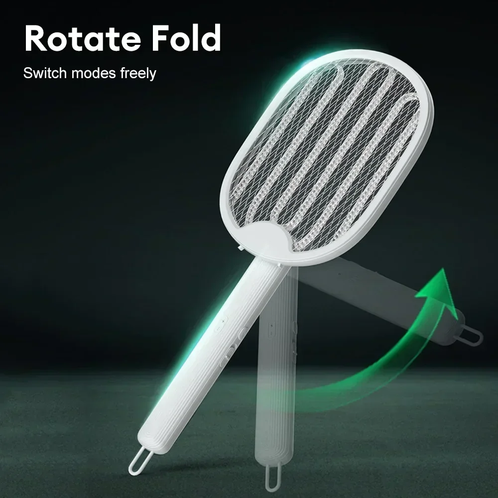 Opvouwbare Elektrische Muggenmoordenaar Vlieg Swatter Trap Usb Oplaadbare Muggenracket Insectenmoordenaar Met UV-Licht Bug Zapper 3000V