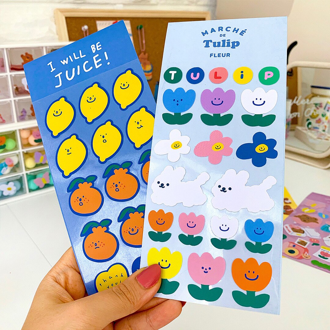 Kawaii Adhesive Paper Butterfly Bear Series Stickers Korean Cute DIY Material Stickers Scrapbooking Cute Stationery