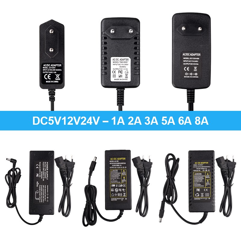 Adaptador de fuente de alimentación DC 5V 12V 24V, transformador de iluminación 1A 2A 3A 5A 6A 8A 10A, convertidor de AC100V-240V, cargador para tira LED CCTV