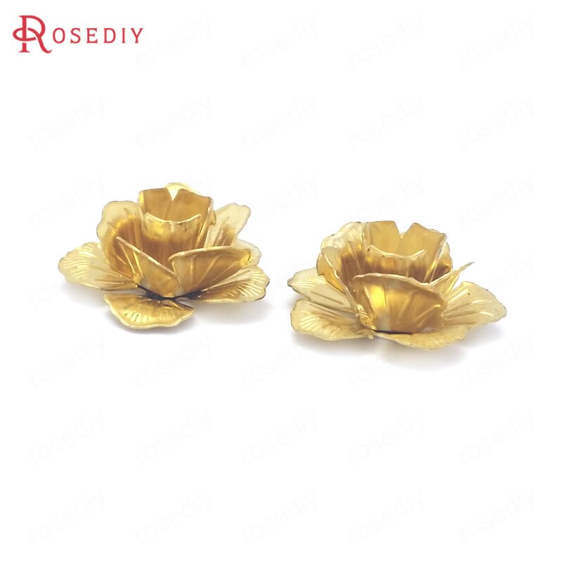 (38503)10PCS 22MM Height 10MM Not plated color Brass 3D Multi-layer Flower Jewelry Making Supplies Diy Findings Accessories