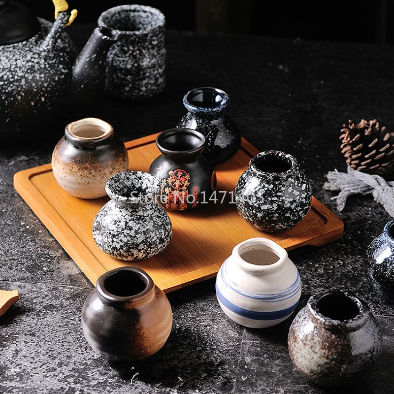 Suporte de palito de cerâmica preto estilo japonês, gelo seco, pequena jarra, criativo, retrô, personalidade, porcelana, garrafa, utensílios de mesa