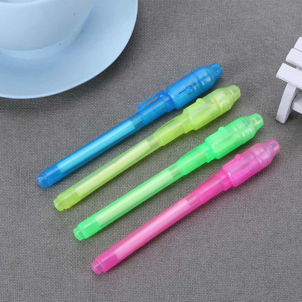 4pcs Invisible Ink Pen Luminous Light Pen Magic Stationery LED Highlighter Pen Drawing Secret Message Gadget Pen Kids