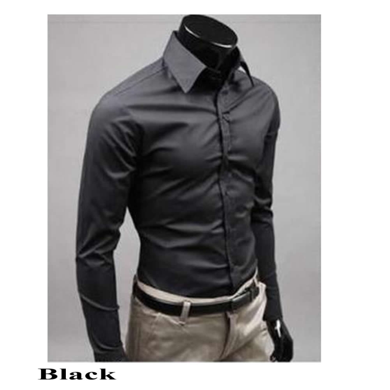 Miesten karkkivärinen pitkähihainen ohut business rento paita miesten luksus tyylikäs rento mekko slim fit rento pusero
