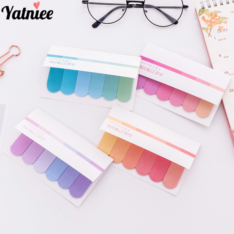 Yatniee 4 Sets Color Gradient Sticky Notes N Times Bookmark Memo Sticker Paper Student Office Stationery Supplies