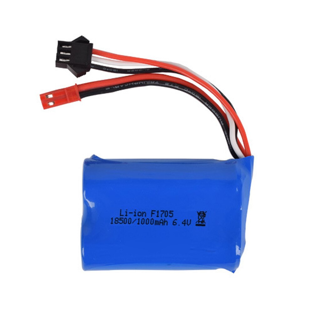 6.4 V 1000Mah Li-Ion Batterij 18500 Voor Wltoys A303 A313 A323 A333 1/12 Rc Auto Speelgoed Batterij Accessoires 6.4 V Batterij JST-2P Plug: 1PCS