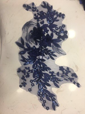 Paars/Groen/Roze Pailletten Borduurwerk Drie-Dimensionale Bloem Kant Rok Borst Decoratie Diy Doek Stickers Accessoires: Navy