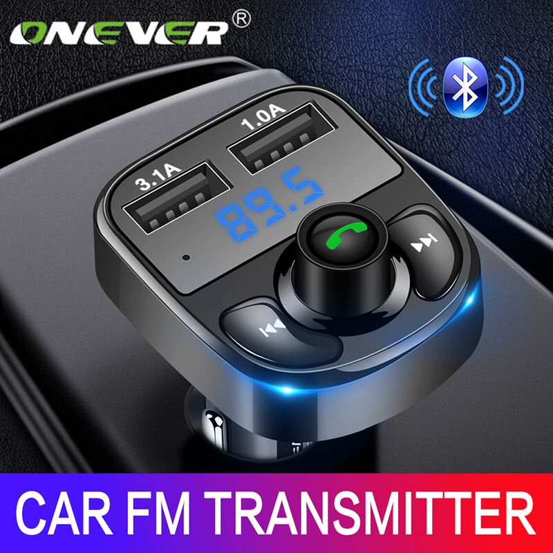 Transmisor FM Onever Aux modulador Bluetooth Kit de manos libres para coche de Audio de coche MP3 jugador con 3.1A de carga rápida cargador Dual del coche del USB