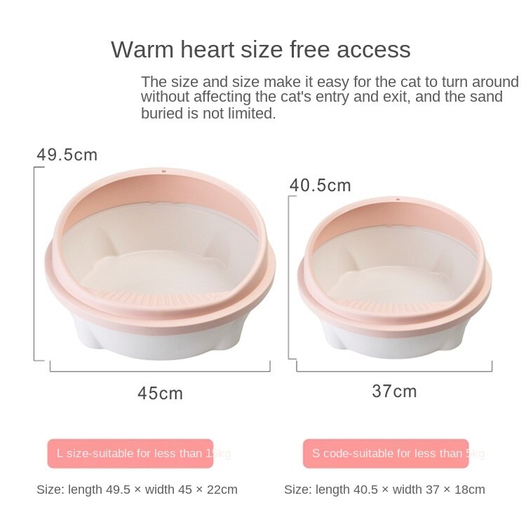 Lavabo de arena semicerrado para gato, lavabo extraíble del derrame, ideal para mascotas, ,
