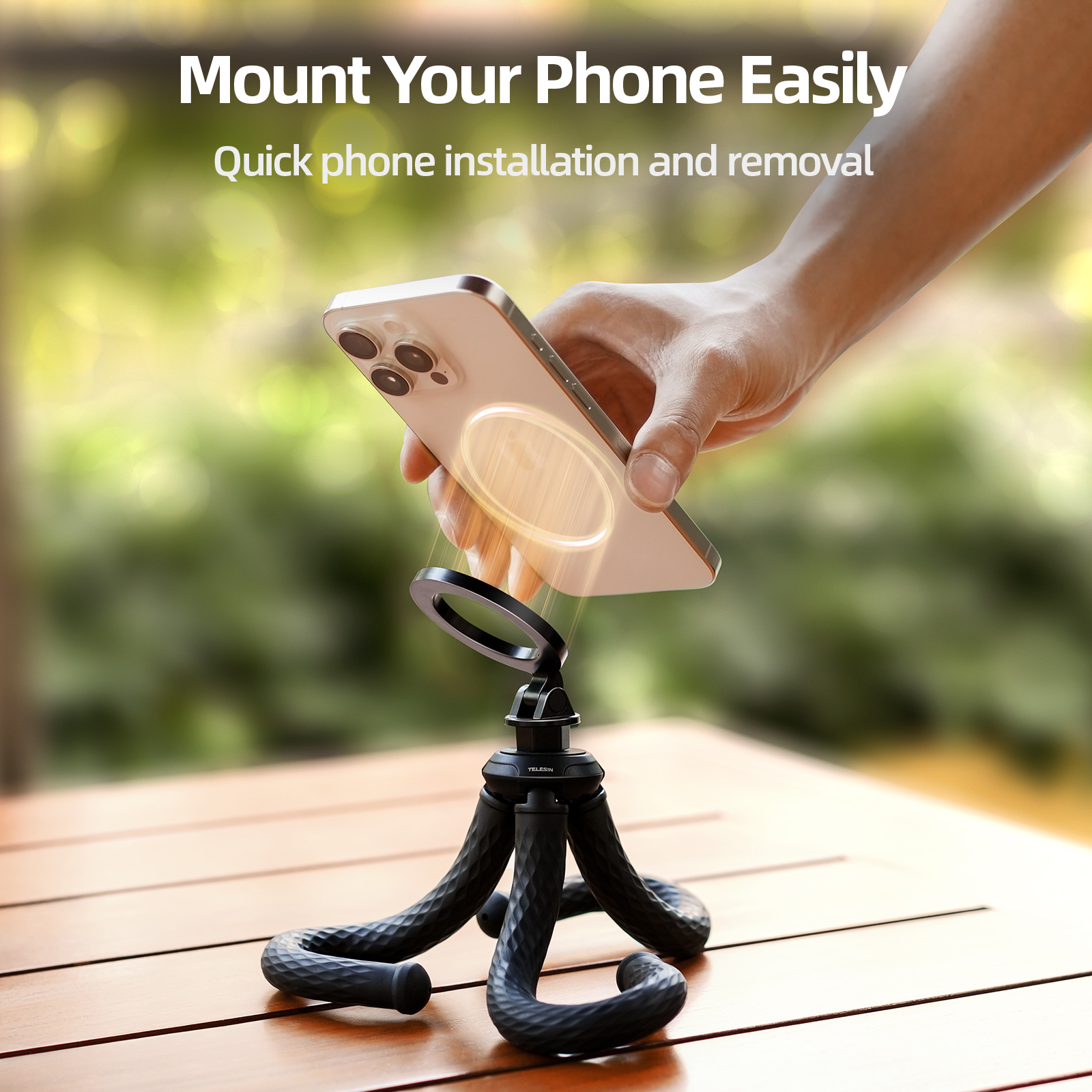 TELESIN Octopus Magnetyczny statyw z szybkozłączką Uchwyt na telefon do telefonu komórkowego Uchwyt na smartfon Monopod Stojak na trójnożę Mini statyw