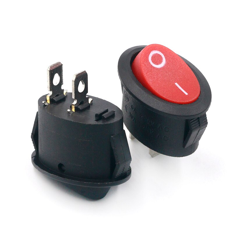 Interruptor basculante de botón ovalado KCD7, 5 uds., 26x14mm, 6A, 250V, 10A, 125V, interruptor de encendido y apagado IO, 2 pines, 3 pines, luz LED: 2Pin Red