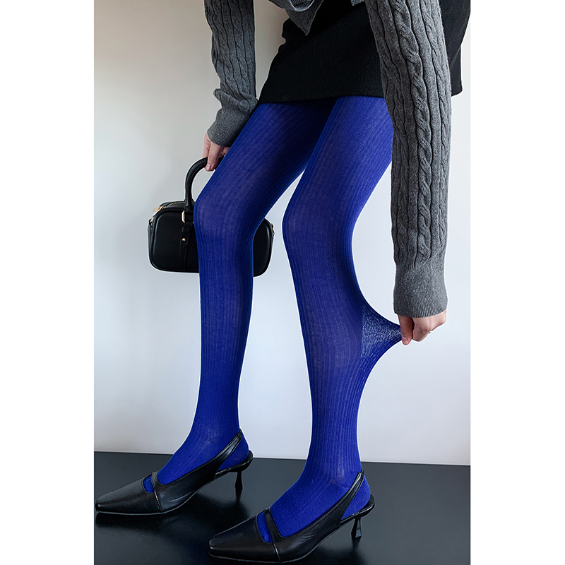 y2k Girls Knitted Striped Tights Women Autumn Winter Basic Casual Streetwear Pantyhose Stocking For Women: Brown