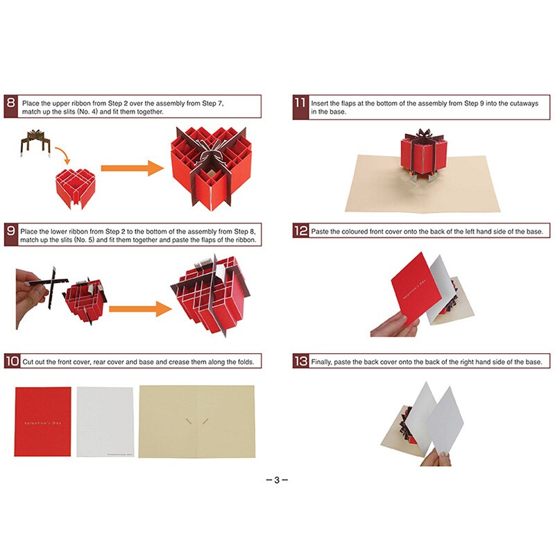 DIY Pop-up Card Valentines Day,Handmade 3D Anniversary Greeting Card Paper Model,Postcard Invitation Papercraft,Craft ER-111