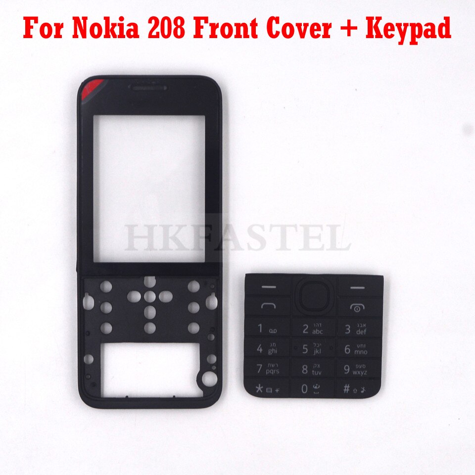 Voor Nokia 208 Single / Dual Sim-kaart Mobiele Telefoon Behuizing Cover Case + Engilish/Russisch/Hebreeuws toetsenbord