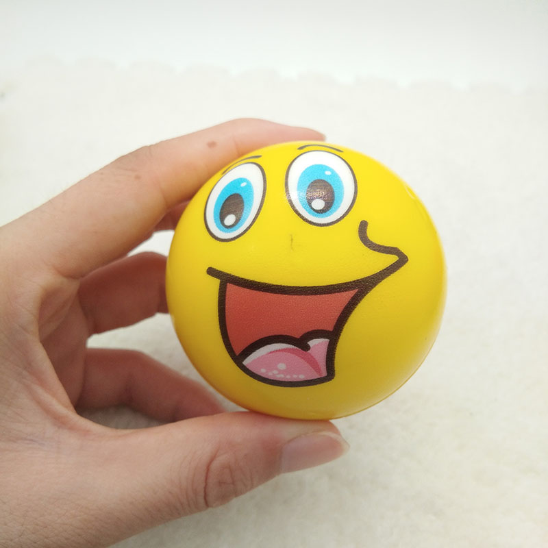Antistress bold relief tegneserie smiley ansigt pu skum bolde anti stress legetøj til børn drenge piger 63mm 6 stk.