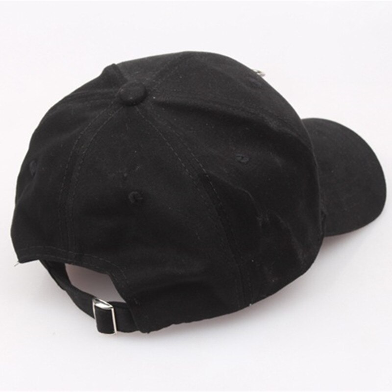 1PC Simple Black Baseball Cap with Rings Spring Summer For Men Women Hip Hop Sports Sunshade Cotton Duck Tongue Hat H18