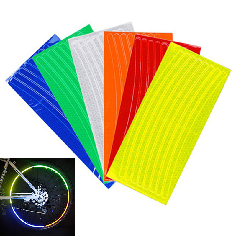 Bike Reflective Stickers Strip MTB Bicycle Wheel Sticker Fluorescent Tape Reflector Sticker Bicycle Accessories Cycling Decor