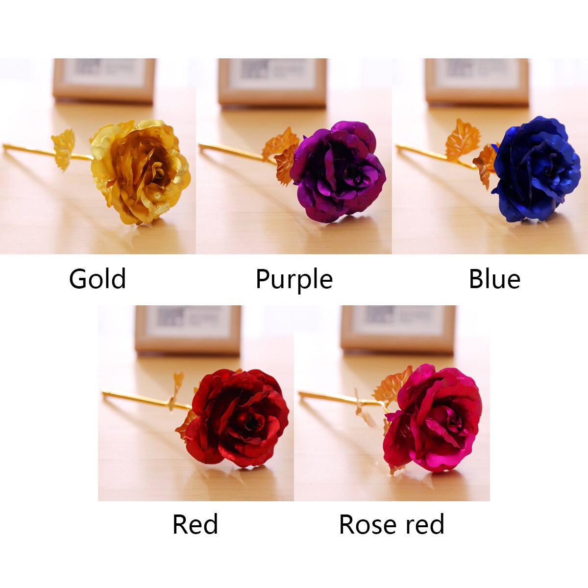 1PCS Gold Foil Plated 24k Golden Rose Lover'S Flower Artificial Flower Birthday Valentine'S Day Wedding Decoration