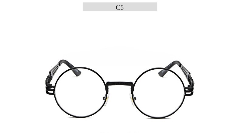 Vintage Retro Steampunk Zonnebril Bril Mannen Vrouwen Gothic Hippie Ronde Bril Uv Bescherming Bril: C5