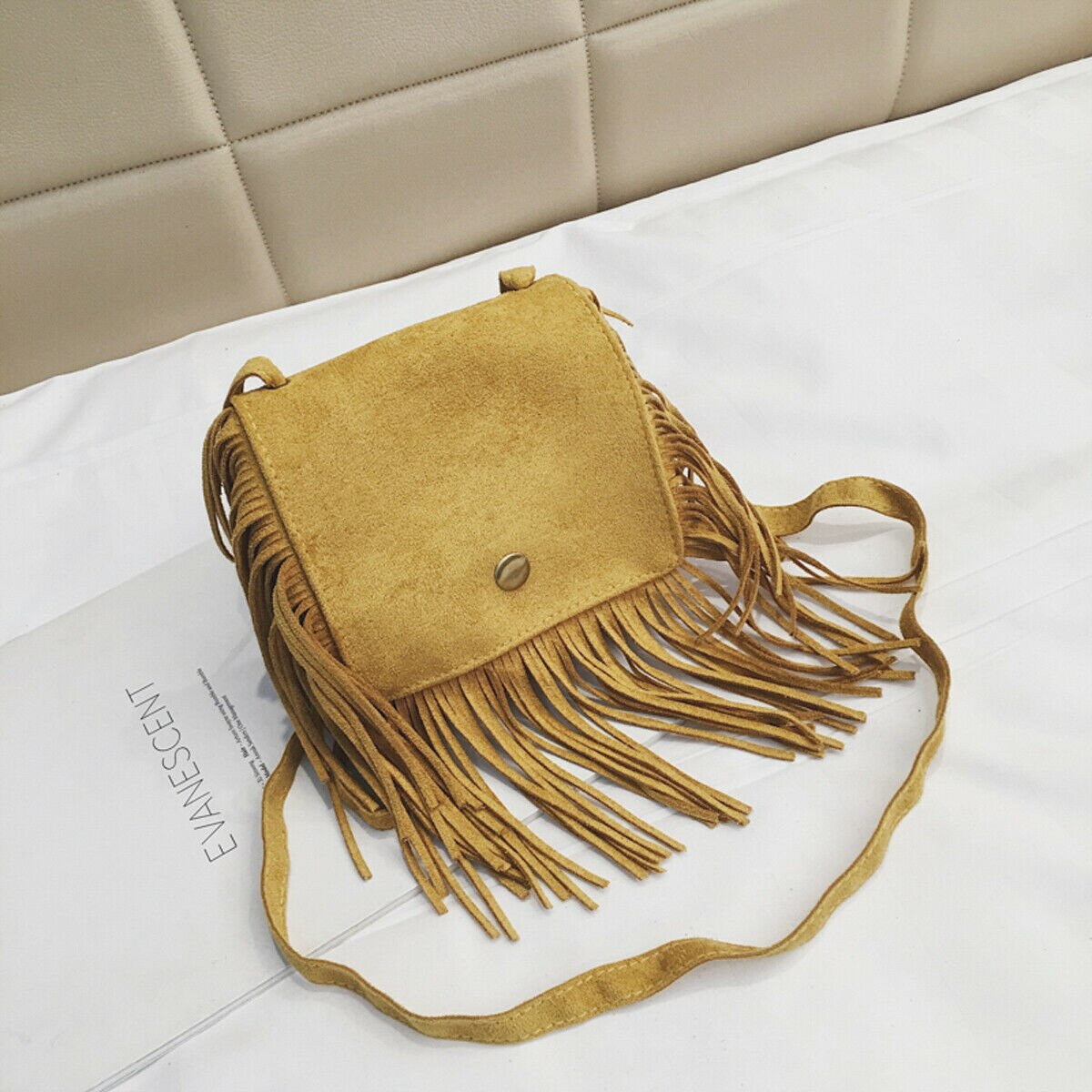 Quaste Mini Bote Tasche freundlicher Mädchen Handtaschen Geldbörse freundlicher Schulter Taschen: Gelb