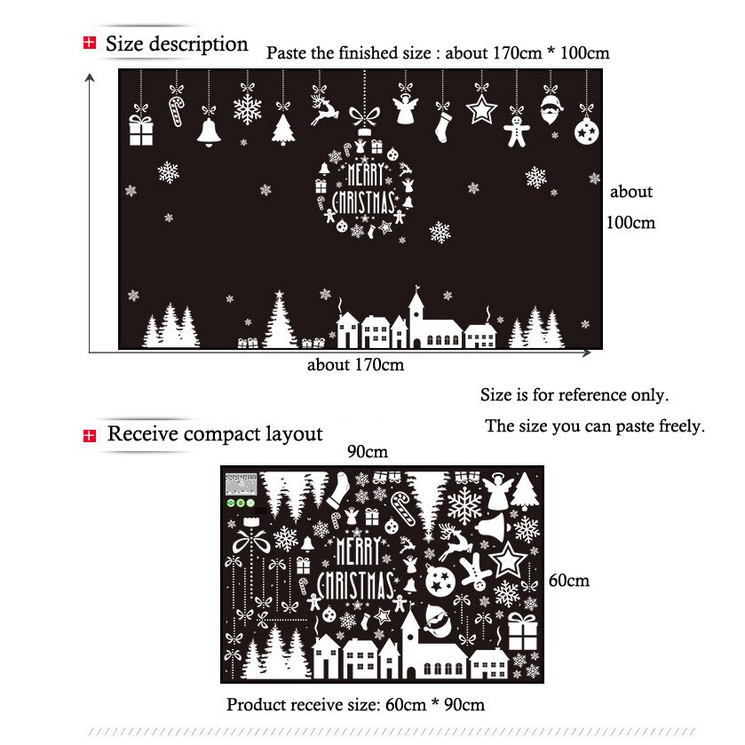 Christmas village glass window white wall sticker for Christmas decoration mural home decor decals wallpaper snowflake stickers