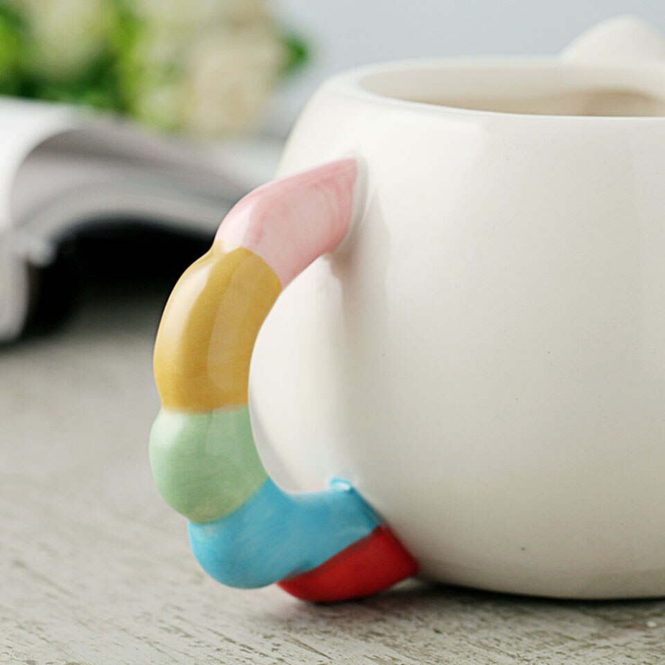 Tasse licorne arc-en-ciel, tasse licorne 3D, tasse à café en céramique, or stéréo, mignon, 300ml