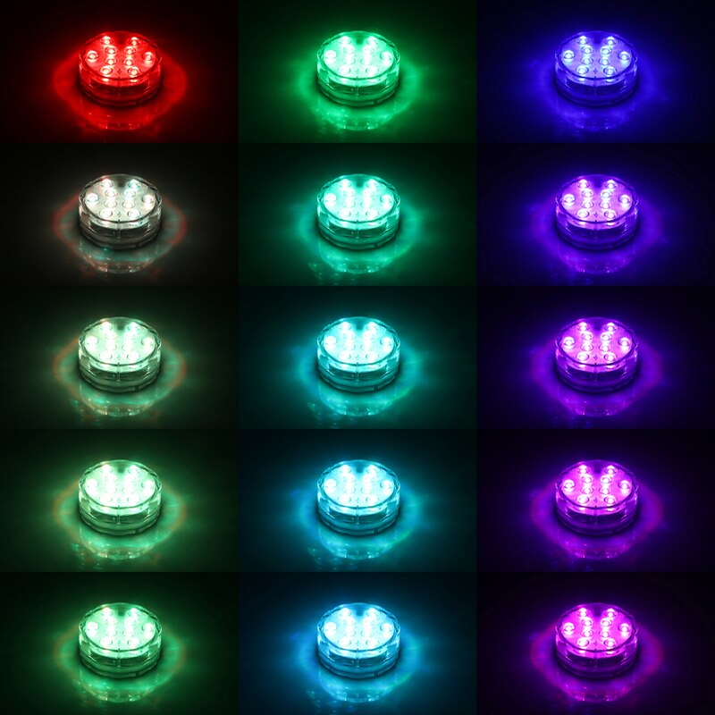 RGB 10 Led Light Battery Operated IP68 Waterdichte Onderwater Zwembad Wedding Party Piscina Vijver Verlichting