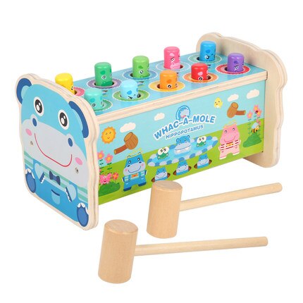 Giochi in legno criceto giochi educativi giocattoli in legno per bambini di divertimento genitore-bambino per il tempo libero giochi di abilità di coordinazione bussare giocattoli: hippo (regular)