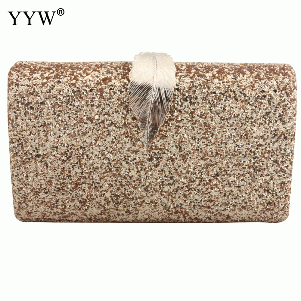 Paljett crossbody bag for kvinner kveld clutch vesker kvinnelige mini party clutches veske med kjede rektangel skulderveske: Gull