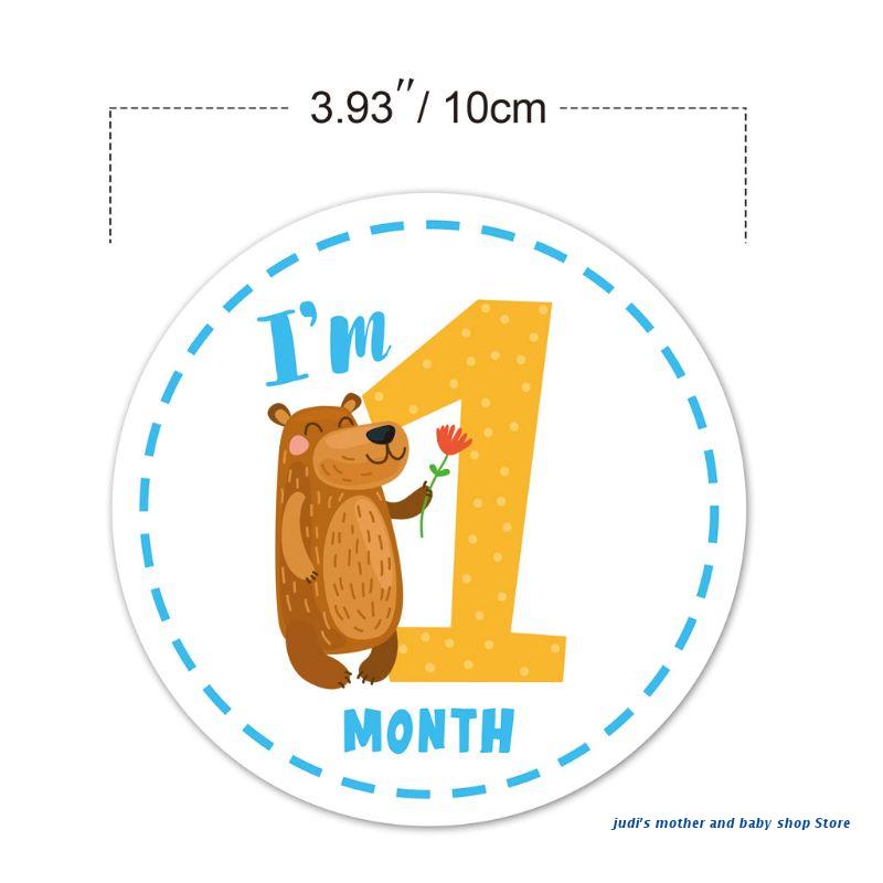 67JC 12 Baby Milestone Stickers Monthly Photo Picture Props For Boy or Girl Infant Onesie, 1st Year Months Belly Decal