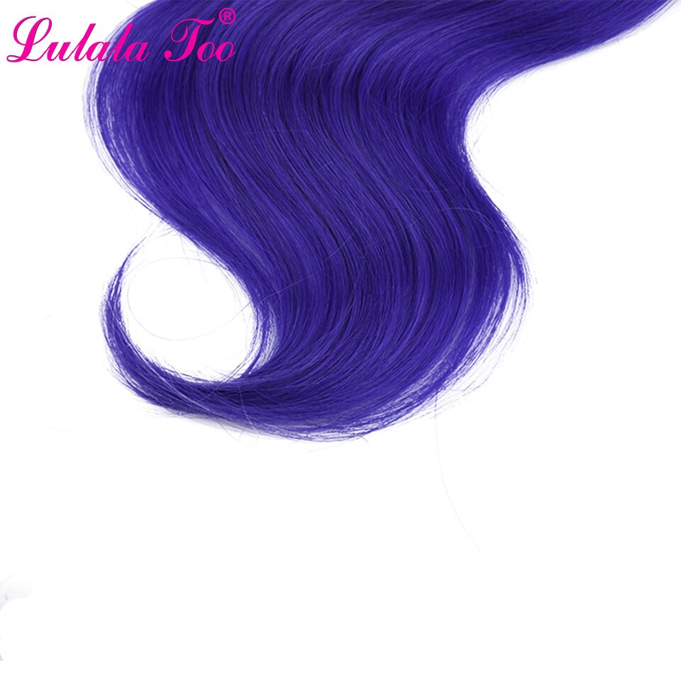 16-20inch Body Wave Synthetic Ombre Hair Bundles With Closure Purple Pink Green Middle Part 4Pieces/lot 230g