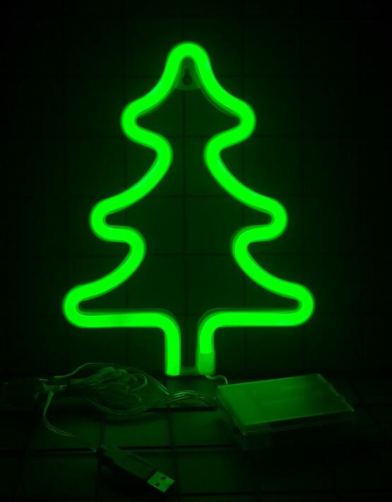 Tonger led natlampe batteri neonlysskilt væglampe dekoration juletræ telt belysning dekoration børn neon navn: Juletræ
